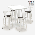 set 4 hocker hoch tisch 60x60cm aus metall bucket wood white Verkauf