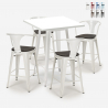 set 4 hocker hoch tisch 60x60cm aus metall bucket wood white Verkauf