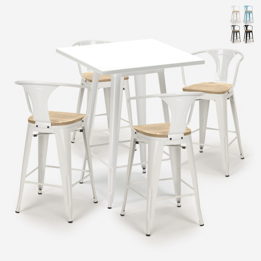 set metall tisch 60x60cm weiß 4 hocker bucket white top light Angebot set metall tisch 60x60cm weiß 4 hocker bucket white top light Angebot
