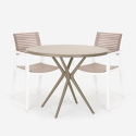 Set Runder Tisch 80cm beige 2 Stühle aus Polypropylen Design Fisher Sales