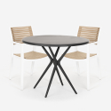 Set 2 Stühle schwarz runder Tisch 80cm modernes Design Fisher Dark Sales