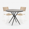 Set 2 Stühle schwarz runder Tisch 80cm modernes Design Fisher Dark Sales