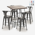 set tisch 60x60cm 4 hocker industrie stil küche bar holz mason noix Aktion