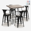 set tisch 60x60cm 4 hocker industrie stil küche bar holz mason noix Verkauf