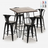 set tisch 60x60cm 4 hocker industrie stil küche bar holz mason noix Verkauf