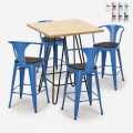 set 4 hocker industriellen holz metall tisch 60x60cm mason wood Aktion