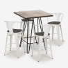  set tisch 60x60cm 4 hocker im industrie stil holz metal mason noix wood Modell