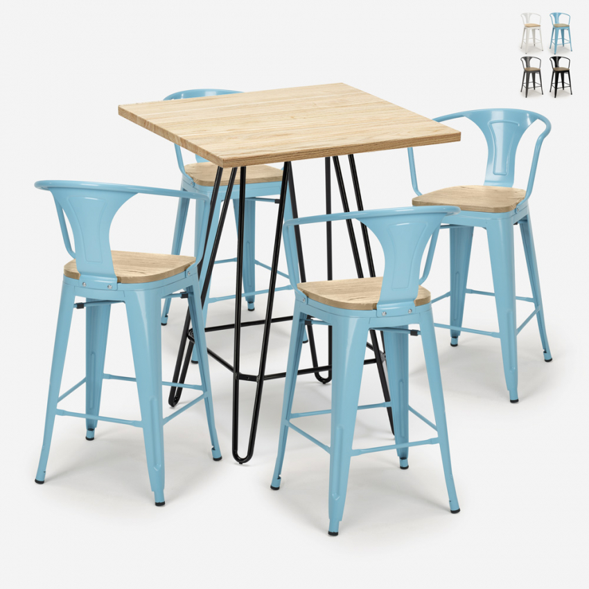 set hoher tisch 60x60cm 4 hocker bar küche mason top light Sales set hoher tisch 60x60cm 4 hocker bar küche mason top light Sales