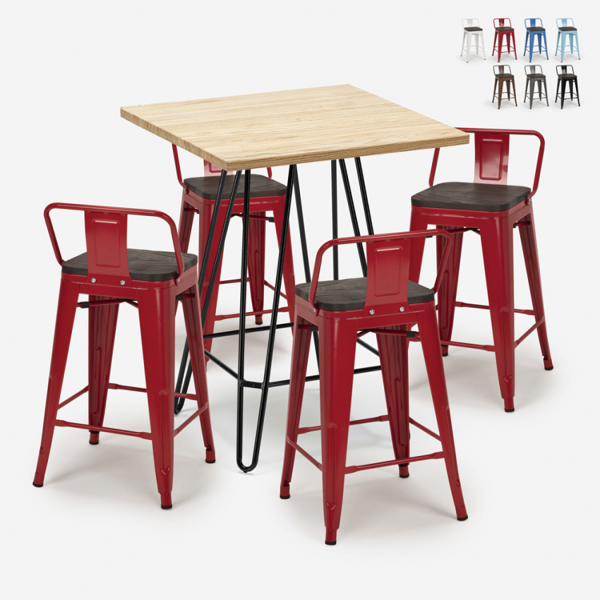 set 4 hocker industrie stehtisch holz metall 60x60cm mason steel top Aktion set 4 hocker industrie stehtisch holz metall 60x60cm mason steel top Aktion
