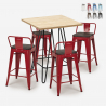 set 4 hocker industrie stehtisch holz metall 60x60cm mason steel top Aktion