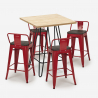 set 4 hocker industrie stehtisch holz metall 60x60cm mason steel top Modell