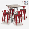 set tisch 60x60cm 4 hocker holz metall mason noix steel top Lagerbestand