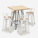set 4 hocker tisch 60x60cm industrielle bar  mason steel top light Modell