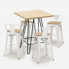 set 4 hocker tisch 60x60cm industrielle bar  mason steel top light Modell