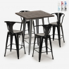 set hoher tisch 60x60cm 4 hocker  aus holz metall industriell bruck Rabatte