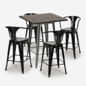 set hoher tisch 60x60cm 4 hocker  aus holz metall industriell bruck Preis