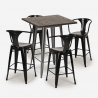 set hoher tisch 60x60cm 4 hocker  aus holz metall industriell bruck Preis
