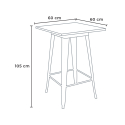 set hoher tisch 60x60cm 4 hocker  aus holz metall industriell bruck 