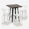 set von 4 hockern hoher tisch 60x60cm metall holz bruck black Eigenschaften