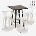 set von 4 hockern hoher tisch 60x60cm metall holz bruck black Angebot
