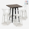 set von 4 hockern hoher tisch 60x60cm metall holz bruck black Angebot