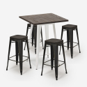 set 4 hocker hoher tisch 60x60cm industrieller stil holz bar bent white Rabatte