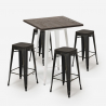 set 4 hocker hoher tisch 60x60cm industrieller stil holz bar bent white Rabatte