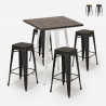 set 4 hocker hoher tisch 60x60cm industrieller stil holz bar bent white Verkauf