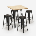 set 4 hocker hoher tisch 60x60cm holz industrieller stil  bar küche oudin Sales