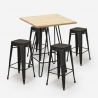 set 4 hocker hoher tisch 60x60cm holz industrieller stil  bar küche oudin Sales