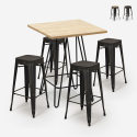 set 4 hocker hoher tisch 60x60cm holz industrieller stil  bar küche oudin Aktion