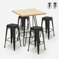 set 4 hocker hoher tisch 60x60cm holz industrieller stil  bar küche oudin Aktion