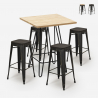 set 4 hocker hoher tisch 60x60cm holz industrieller stil  bar küche oudin Aktion