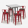 set hoher tisch 60x60cm 4 hocker küche bar metall holz buch 