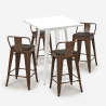 set 4 hocker tisch 60x60cm industrieller stil metall bar buch white Kosten