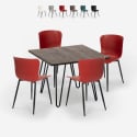 Set Tisch 80x80cm 4 Stühle industriellen Stil Metall Claw Dark Rabatte