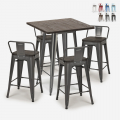 set 4 hocker tisch 60x60cm industrieller stil bar holz metall peaky Aktion