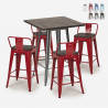 set 4 hocker tisch 60x60cm industrieller stil bar holz metall peaky Lagerbestand