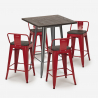 set 4 hocker tisch 60x60cm industrieller stil bar holz metall peaky 