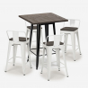 set 4 hocker tisch 60x60cm  industrieller stil holz metall peaky black Maße