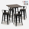 set 4 hocker tisch 60x60cm  industrieller stil holz metall peaky black Aktion