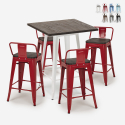 set 4 hocker tisch 60x60cm holz metall industrie stil peaky white Lagerbestand