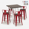 set 4 hocker tisch 60x60cm holz metall industrie stil peaky white Lagerbestand