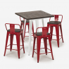 set 4 hocker tisch 60x60cm holz metall industrie stil peaky white 