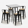 set tisch 60x60cm 4 hocker industrial metall holz bucket steel Auswahl