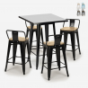 tisch set 60x60cm 4 hocker schwarz metall bar küche bucket steel black Aktion