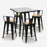 tisch set 60x60cm 4 hocker schwarz metall bar küche bucket steel black Katalog