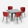 set quadratischer tisch 80x80cmt 4 stühle Lix industrieller stil wrench dark Maße