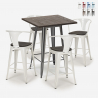 set hoher tisch 60x60cm 4 hocker holz metall industrial bruck wood Angebot