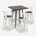 set hoher tisch 60x60cm 4 hocker holz metall industrial bruck wood Maße